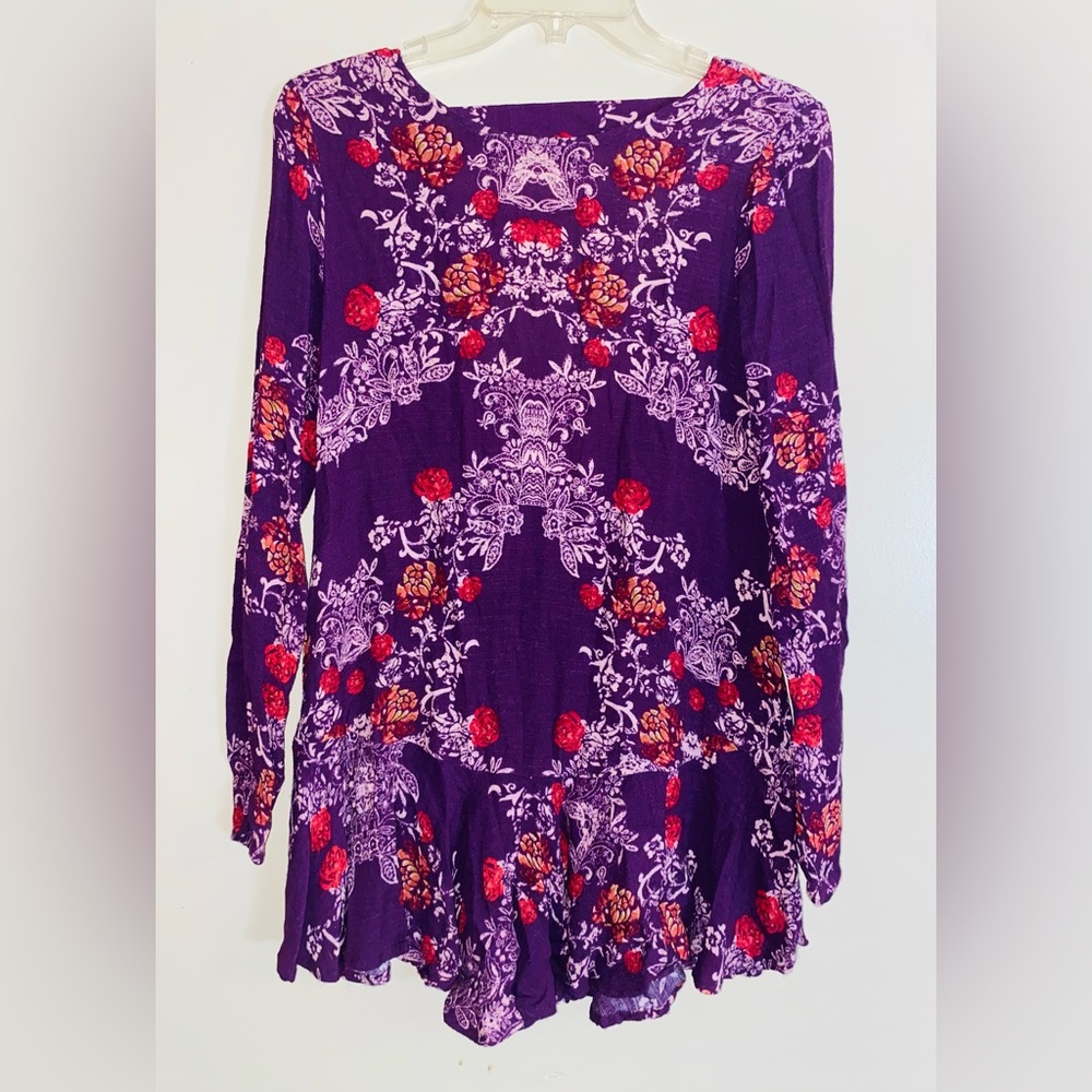 Free People Floral Purple Mini Dress Size XS
